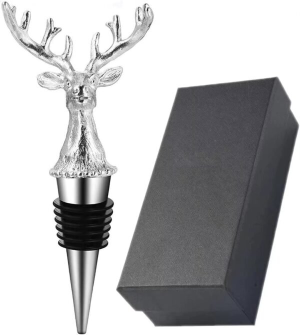 Zinc alloy wine stopper with deer antler design in a black gift box