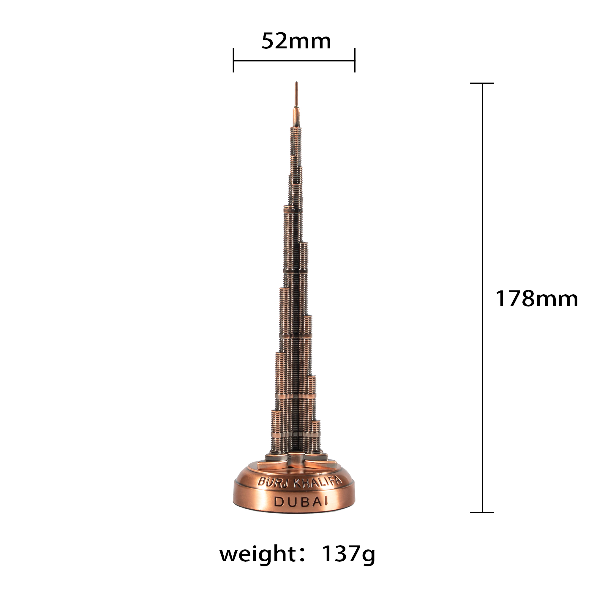 Custom Dubai Souvenir Bronze Burj Khalifa Statue Metal Model London City Tour Famous Architecture Crafted Gift