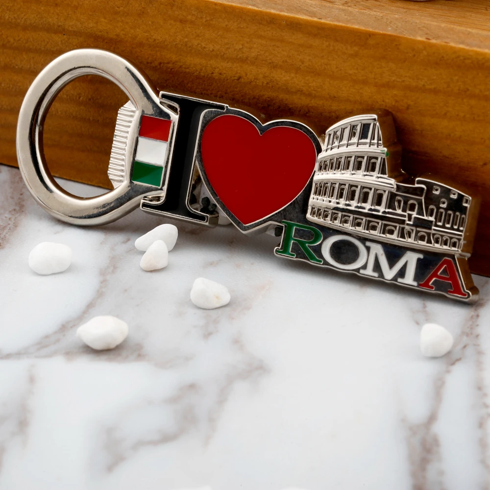 Custom Italy Souvenir Fridge Magnet Red Love Metal Travel Souvenir Fridge Magnet Bottle Opener