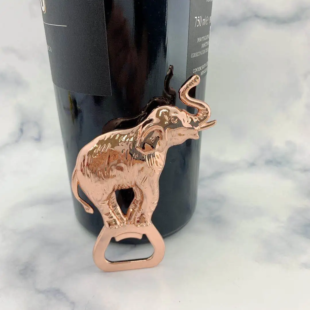 Custom Cast Zinc Alloy Bottle Jar Opener Engraved 3d Elephant Shaped oem Beer Bottle Opener