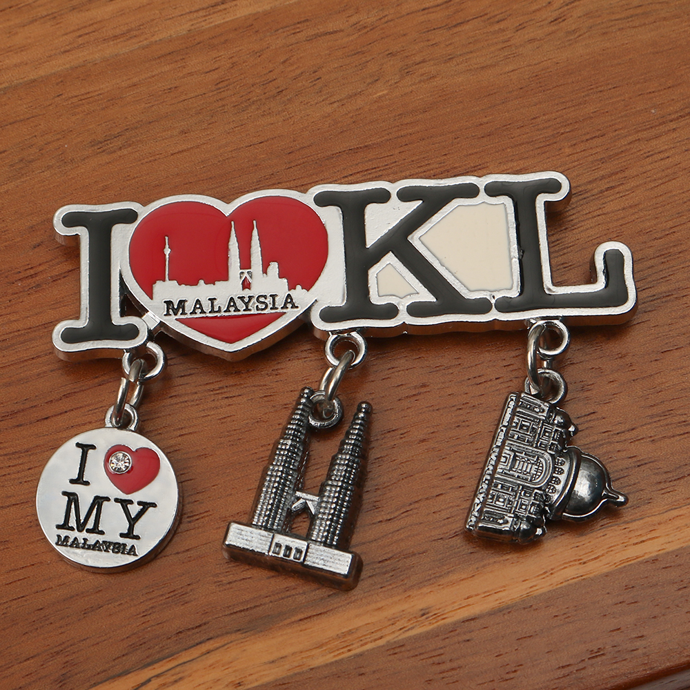 Custom City Malaysia 3D Souvenir Fridge Magnet Metal Tourist Souvenir Zinc Alloy Fridge Magnets
