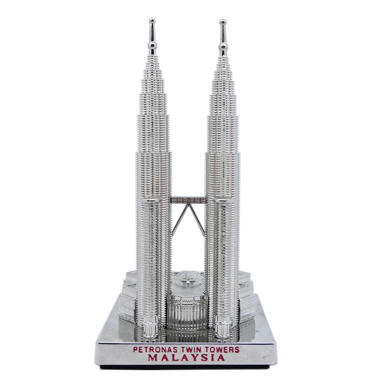 World famous landmark Malaysia Petronas Twin Towers exquisite tourist souvenir 3D miniature building model