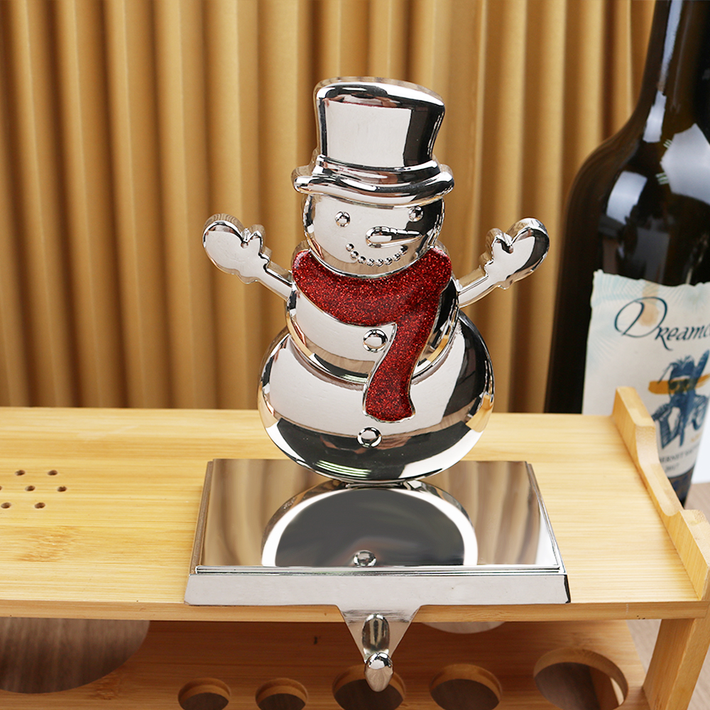 Christmas Snowman Stocking Holder Decoration 3D Reindeer Metal Zinc Alloy Stocking Holder