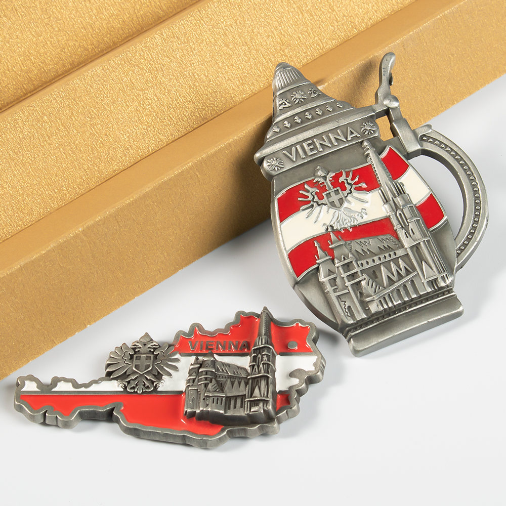 Custom Austria Vienna Souvenir Fridge Magnet Creative Zinc Alloy Metal Refrigerator Magnets