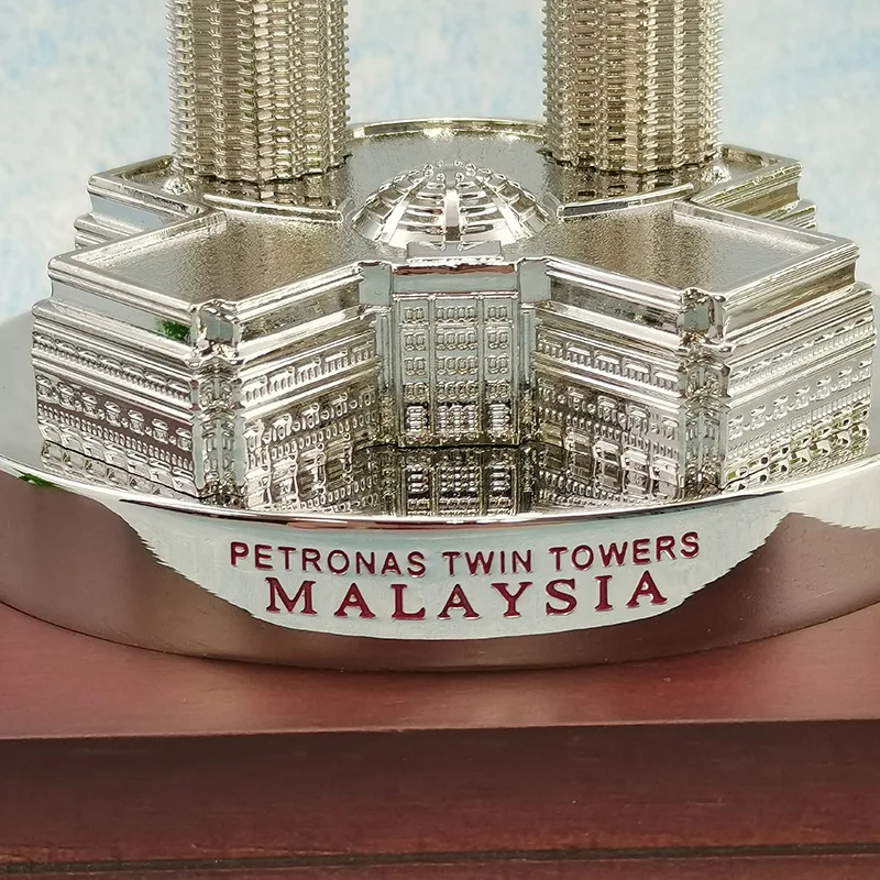 Custom Zinc Alloy Materials 3d Miniature Buildings, Metal Miniature Building Scale Model,Wooden Base Miniature Building models