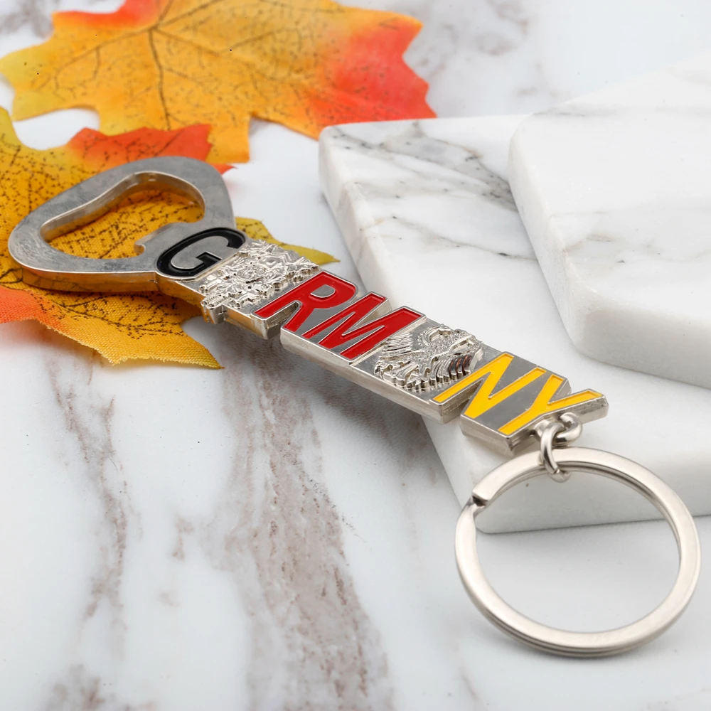 Custom germany letter with enamel travel souvenir metal bottle opener keychain