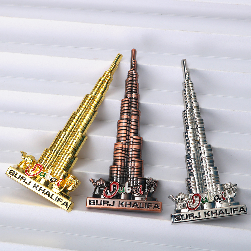 Custom Metal Dubai Burj Khalifa Fridge Magnets City Tourist Souvenirs Refrigerator Magnet