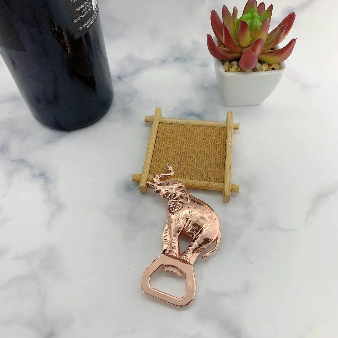 Custom Cast Zinc Alloy Bottle Jar Opener Engraved 3d Elephant Shaped oem Beer Bottle Opener