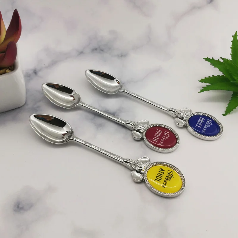 custom logo metal gold antique silver Mexico Dubai tourist souvenir spoon