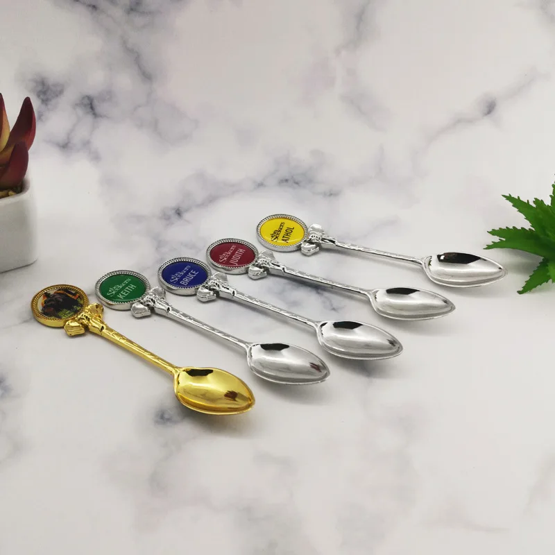 custom logo metal gold antique silver Mexico Dubai tourist souvenir spoon