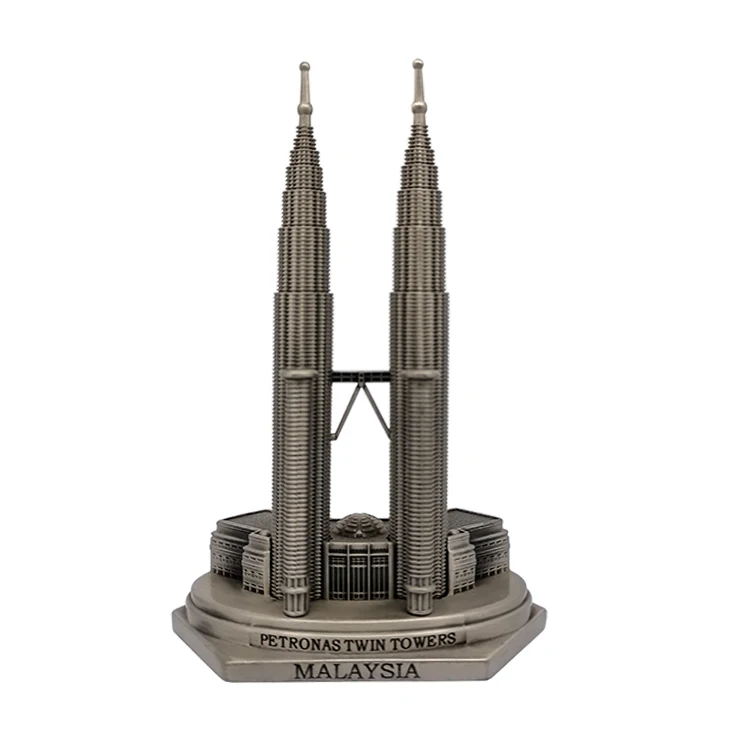 World famous landmark Malaysia Petronas Twin Towers exquisite tourist souvenir 3D miniature building model