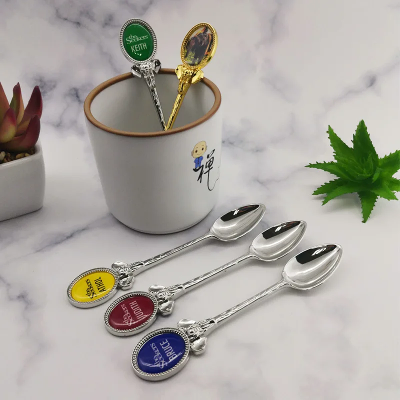 custom logo metal gold antique silver Mexico Dubai tourist souvenir spoon