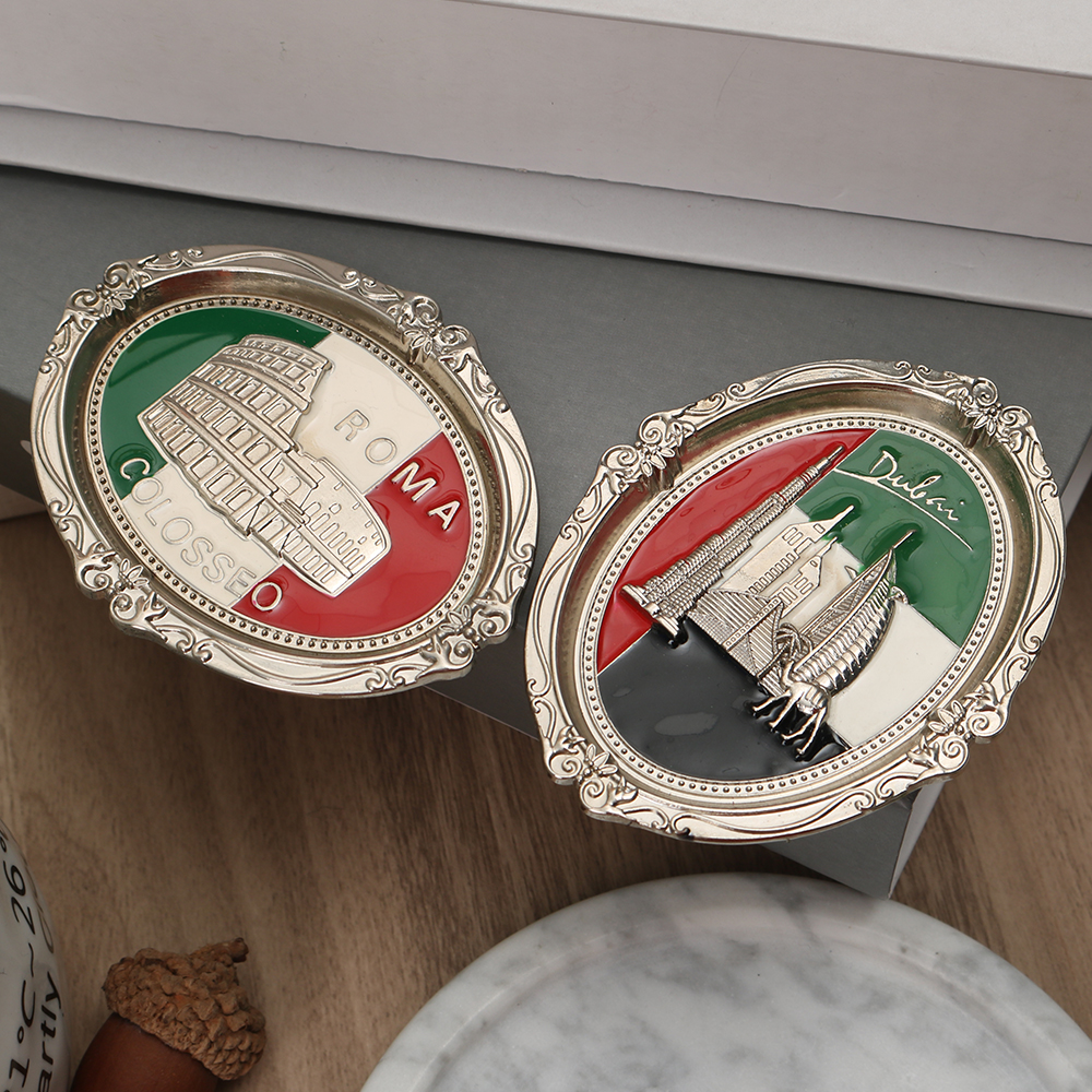 Kingtop Souvenir Rome Fridge Magnet Metal Enamel Embossed Oval Refrigerator Magnet Gift