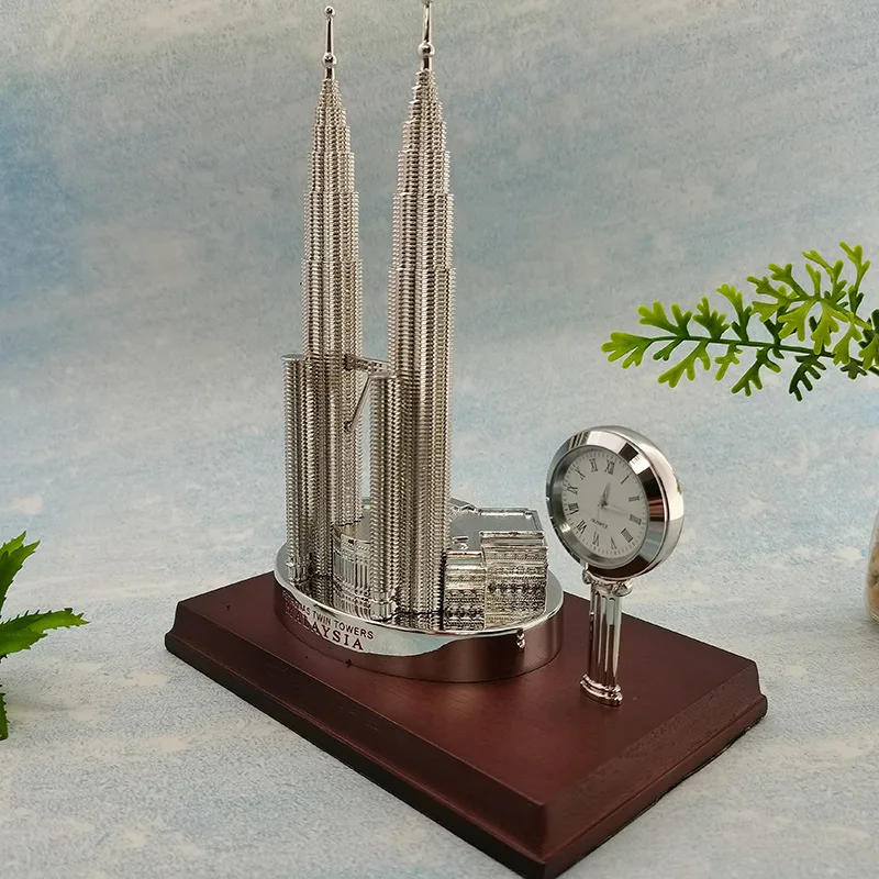 Custom Zinc Alloy Materials 3d Miniature Buildings, Metal Miniature Building Scale Model,Wooden Base Miniature Building models