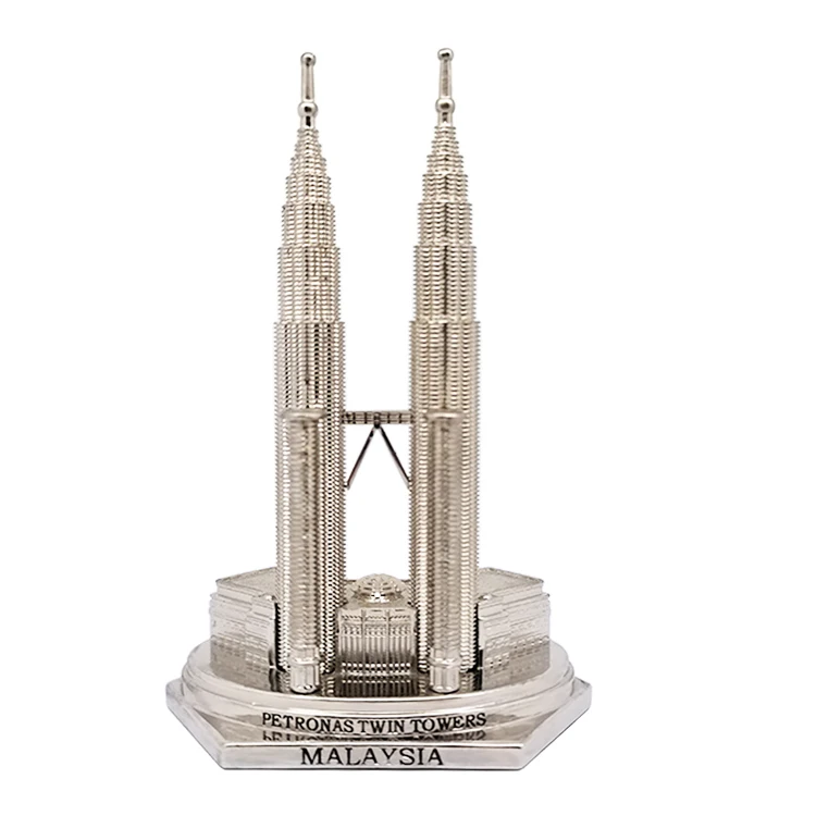 World famous landmark Malaysia Petronas Twin Towers exquisite tourist souvenir 3D miniature building model