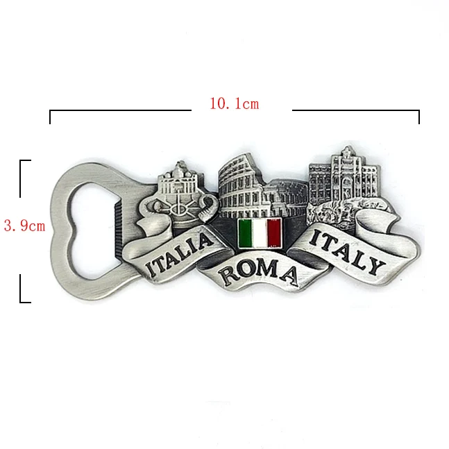 Custom Beer opener Magnetic Metal Italy Rome Tourist Souvenir Fridge Magnet Bottle Opener