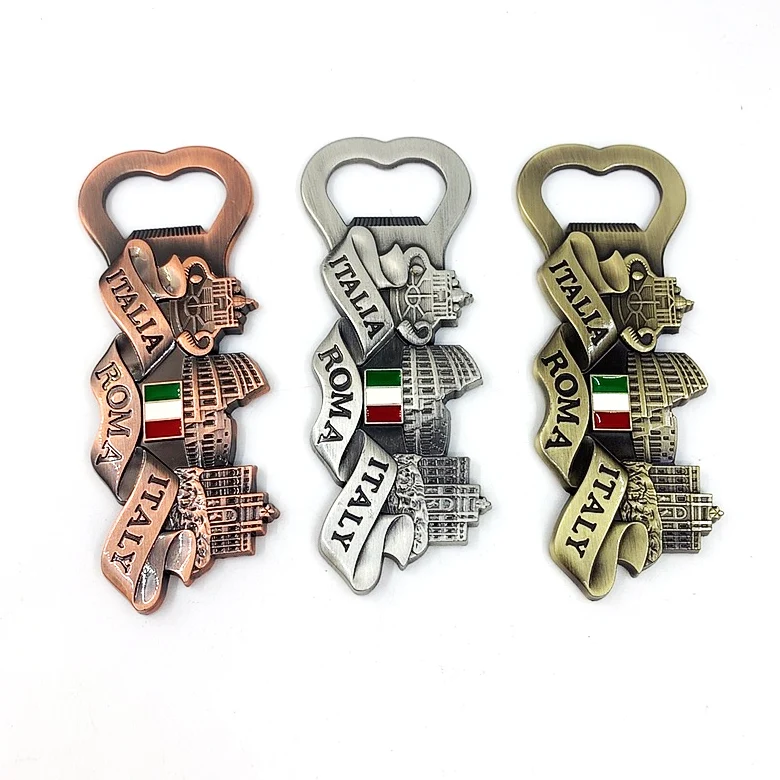 Custom Beer opener Magnetic Metal Italy Rome Tourist Souvenir Fridge Magnet Bottle Opener