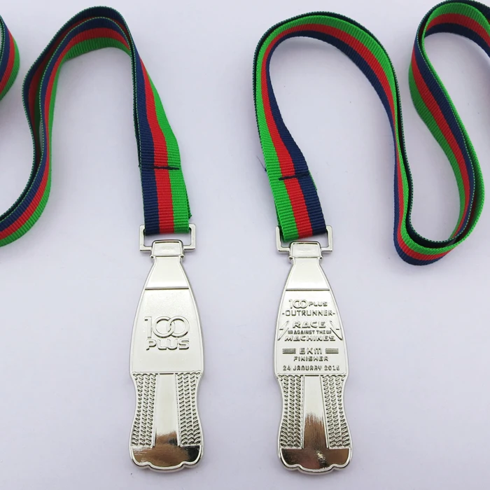 customized Malaysia branded event used beverage bottle shape outrunner 6km race finisher sports medals