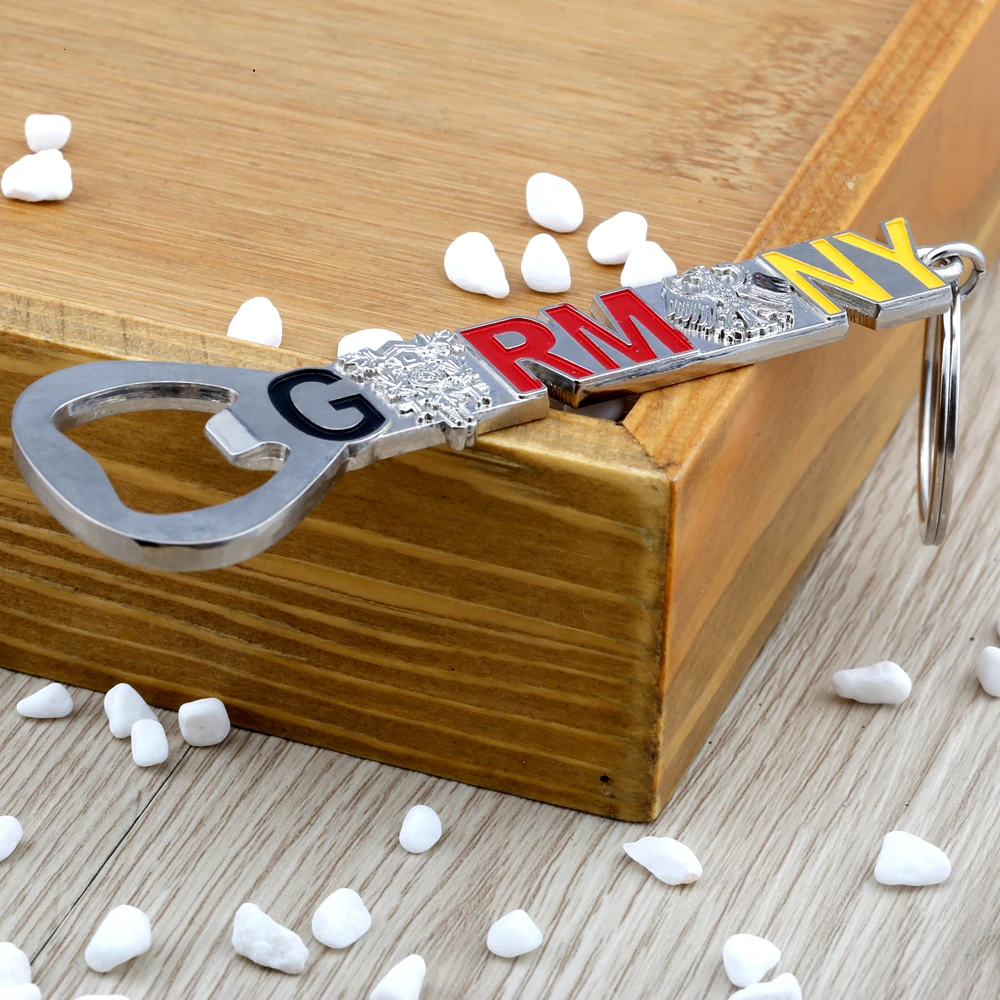 Custom germany letter with enamel travel souvenir metal bottle opener keychain