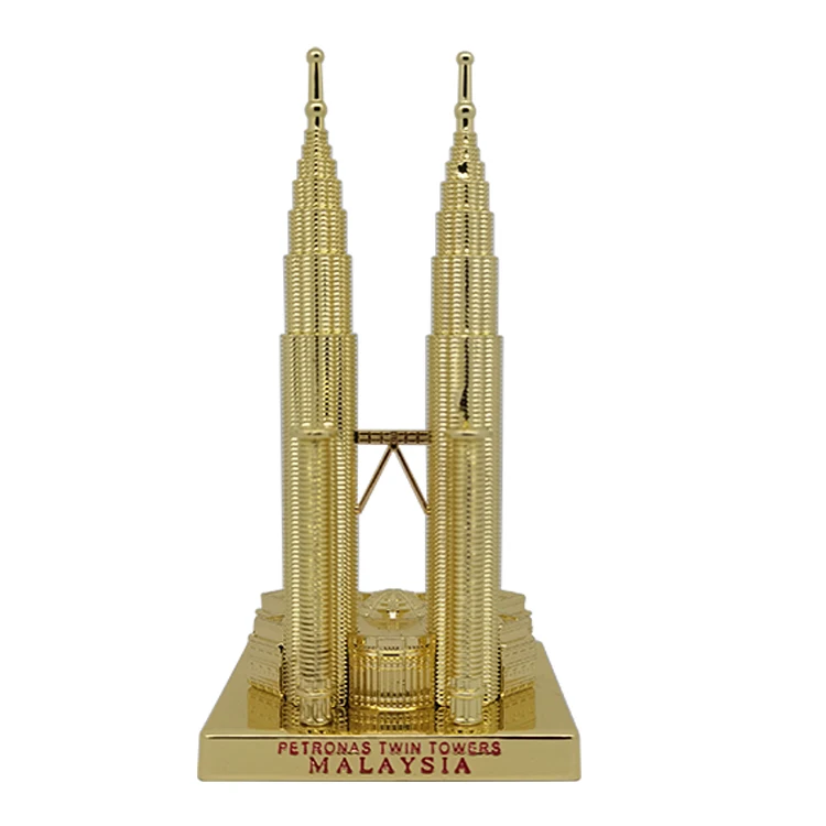 World famous landmark Malaysia Petronas Twin Towers exquisite tourist souvenir 3D miniature building model