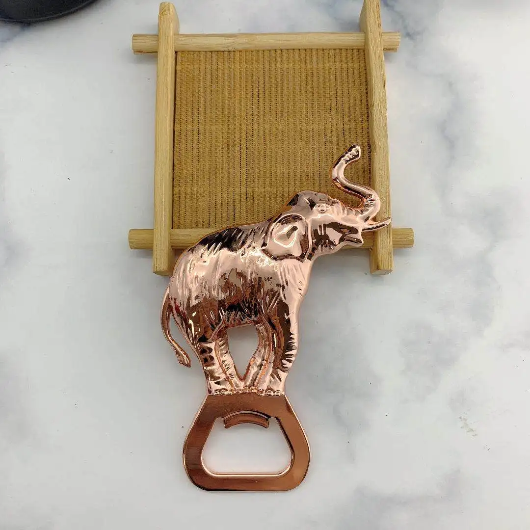 Custom Cast Zinc Alloy Bottle Jar Opener Engraved 3d Elephant Shaped oem Beer Bottle Opener